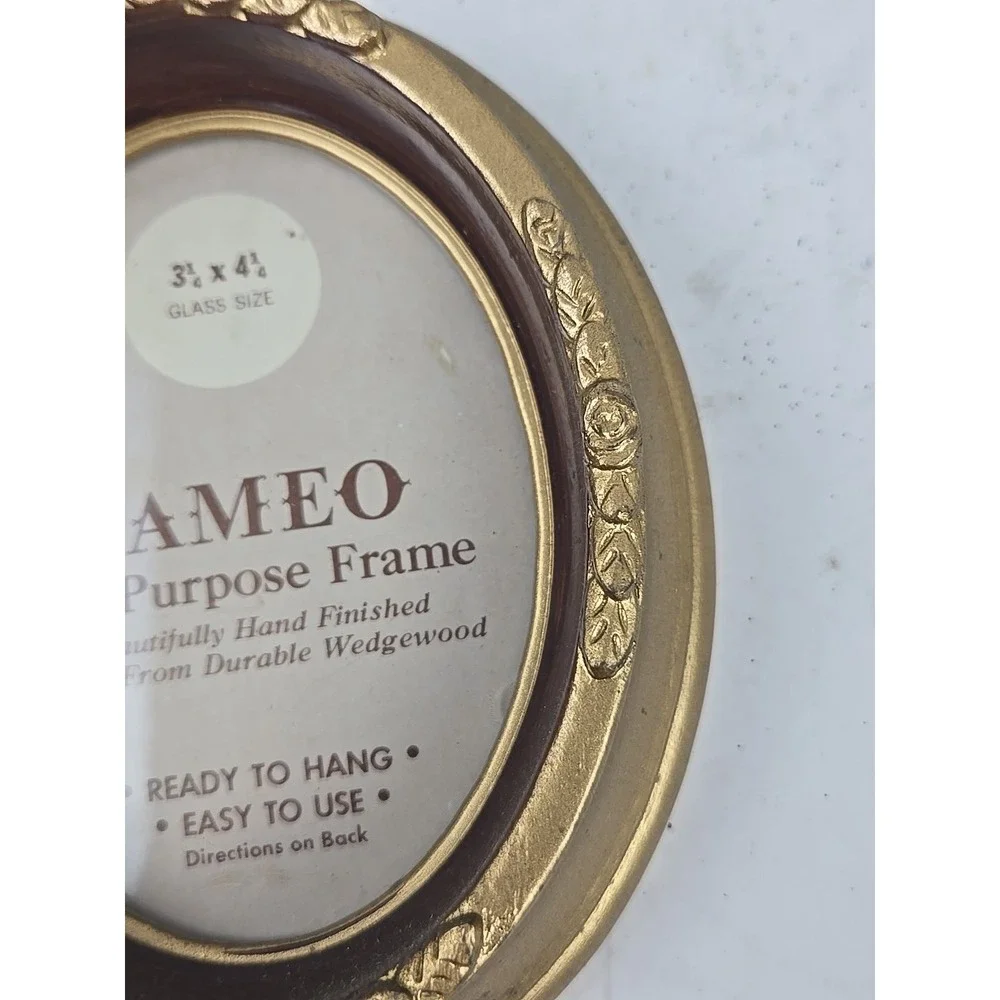 Lot of 3 Cameo Art Deco Gold Wedgewood Oval Hanging Picture Frames 3.25x4.25